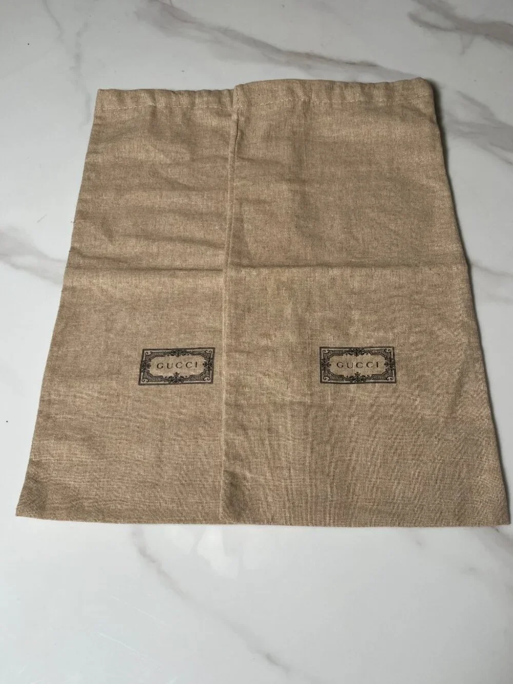 Gucci Beige Linen Drawstring Shoe Storage Bags